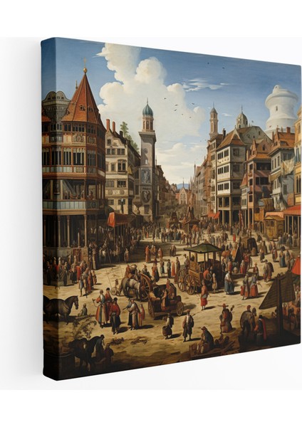 Rönesans Şehri Kanvas Tablo - Duvar Dekorasyonu Renkli Rönesans