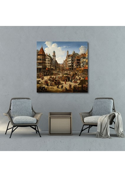 Rönesans Şehri Kanvas Tablo - Duvar Dekorasyonu Renkli Rönesans fiyatları