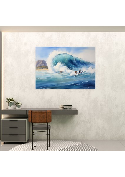 Majestic Dalgalar Sörf Duvar Sanatı - Sörf Duvar Dekorasyonu Sörf Suluboya Tablo modelleri