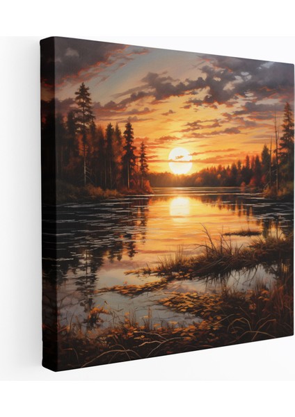 Gün Doğumu Duvar Sanatı - Gerçekçi Akrilik Göl Tablosu - Gün Doğumu Göl Kanvas Duvar Sanatı Duvar Dekorasyonu