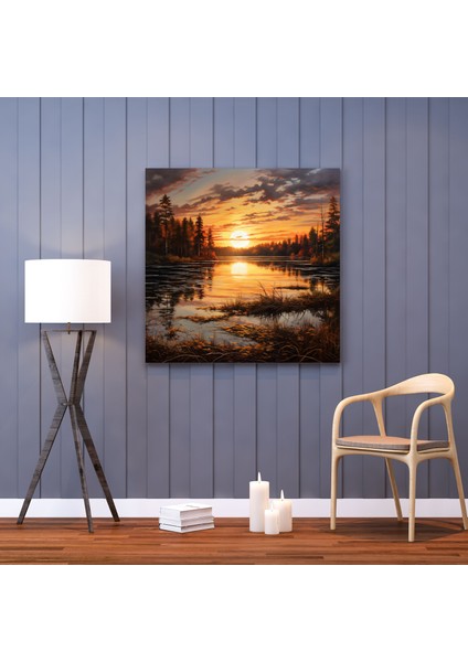 Gün Doğumu Duvar Sanatı - Gerçekçi Akrilik Göl Tablosu - Gün Doğumu Göl Kanvas Duvar Sanatı Duvar Dekorasyonu fiyatları