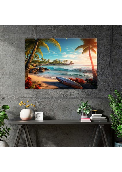 Tropikal Sörf Duvar Sanatı - Sörf Duvar Dekorasyonu Dijital Sanat Kanvas Tablo Baskı fiyatları