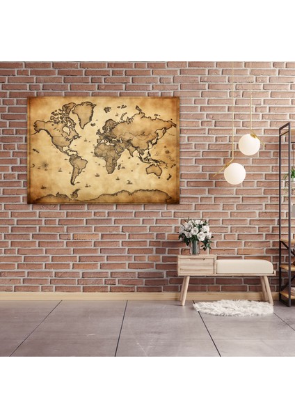 Dünya Haritası Duvar Sanatı - Antika Dünya Haritası Kanvas Tablo Sanatı fiyatları