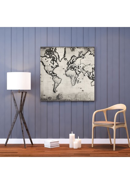 Vintage Dünya Haritası Kanvas Tablo - Dünya Haritası Kanvas Duvar Sanatı Nostalji fiyatları
