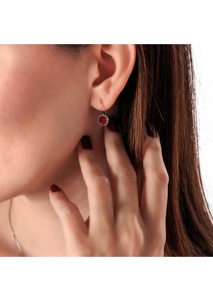 Harmoni Tektaş Kırmızı Kadın 2'li Takı Seti Küpe Kolye Takım Bakır El Yapımı Kararma Yapmaz Kutulu fiyatları