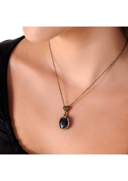 Kösem Sultan Siyah Kadın 2'li Takı Seti Küpe Kolye Takım Bakır El Yapımı Kararma Yapmaz Kutulu modelleri