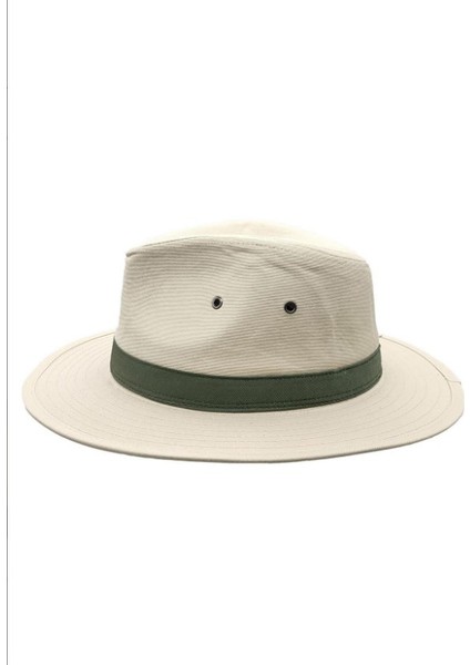 Kadın Bej Kumaş Fedora Şapka - Ayarlanabilir