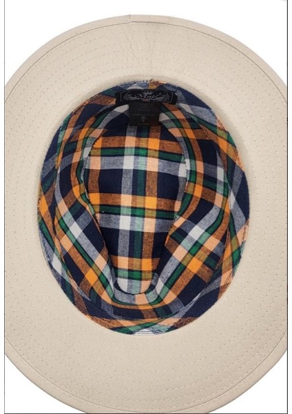 Kadın Bej Kumaş Fedora Şapka - Ayarlanabilir modelleri