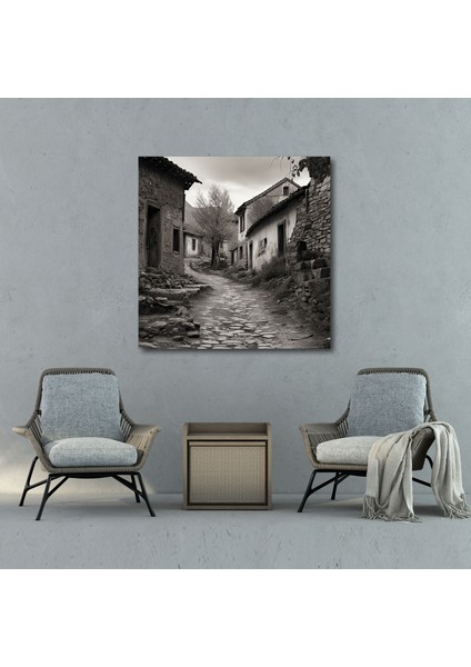 Vintage Köy Sokak Kanvas Tablo - Köy Duvar Dekorasyonu Eski Köy Sokak Duvar Sanatı fiyatları