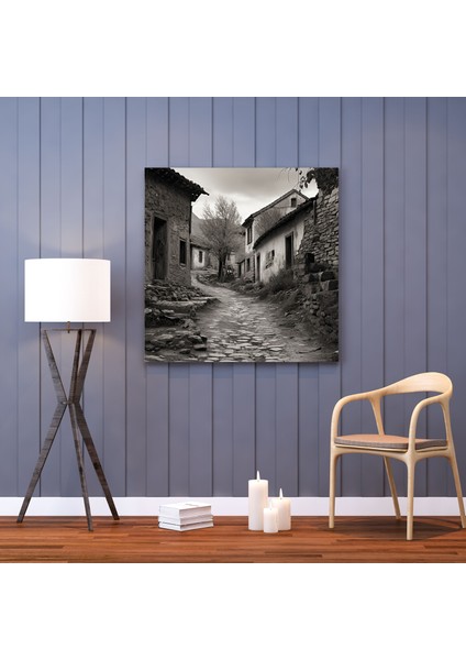Vintage Köy Sokak Kanvas Tablo - Köy Duvar Dekorasyonu Eski Köy Sokak Duvar Sanatı modelleri