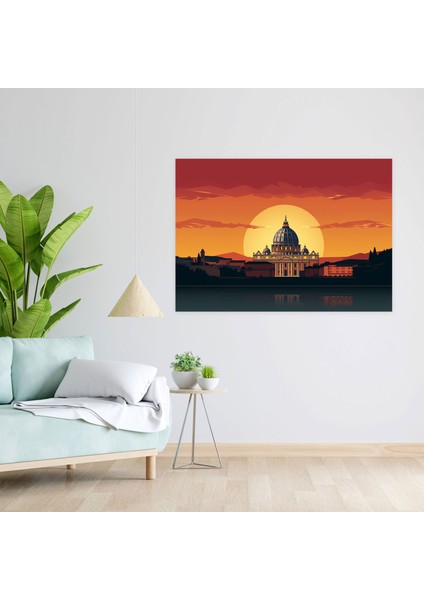 Vatikan Günbatımı Kanvas Tablosu - Vatikan Duvar Sanatı Kanvas Aziz Petrus Bazilikası fiyatları
