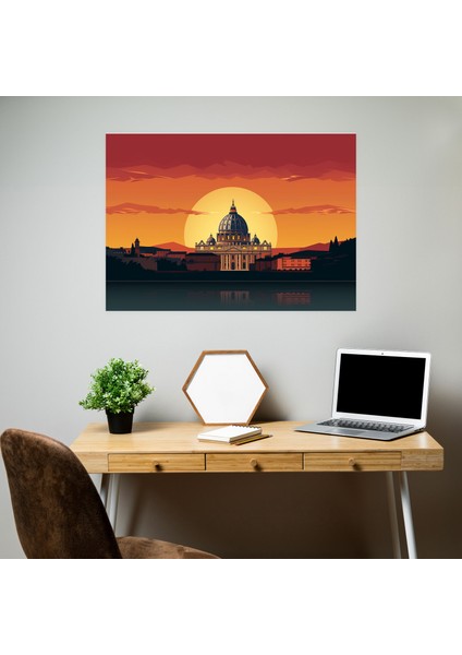 Vatikan Günbatımı Kanvas Tablosu - Vatikan Duvar Sanatı Kanvas Aziz Petrus Bazilikası modelleri