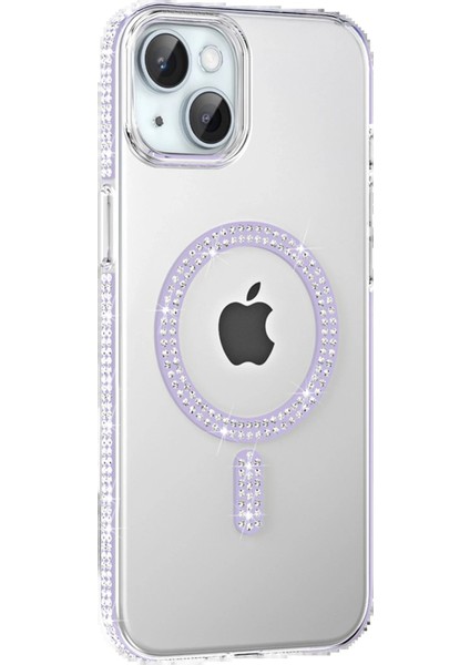 Apple iPhone 14 Move Taşlı Magsafe Kapak - Lila - ASOY7375-3953