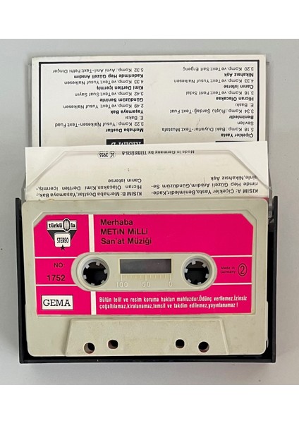 Metin Milli Merhaba Türküola 1752 Alman Baskı Kaset (Orjnal Dönem Alman Baskı Kaset) fiyatları