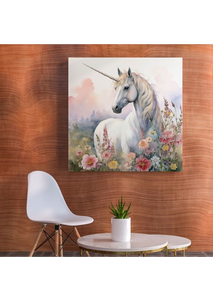 Tekstil Tablosu - Vintage Suluboya Kanvas Tablo - Unicorn Kanvas Tablo Vintage Çiçek Açan Yabani Çiçekler fiyatları