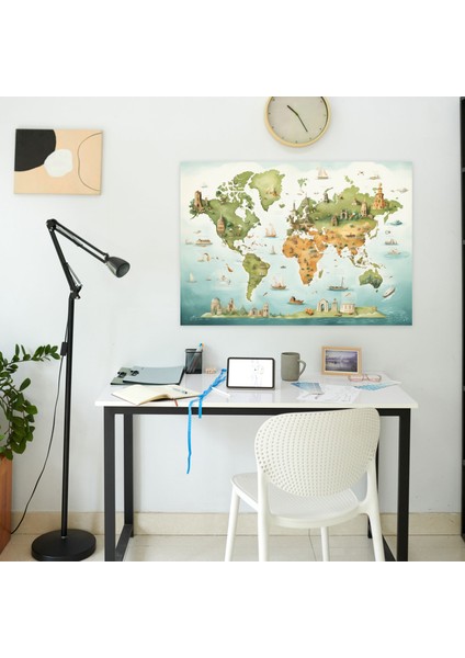 Seyahat Ilhamlı Dünya Haritası Duvar Sanatı - Dünya Haritası El Yazısı Notlar Ev Dekorasyonu modelleri