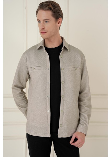 G 1581 Slim Fit Bej Klasik Gömlek modelleri