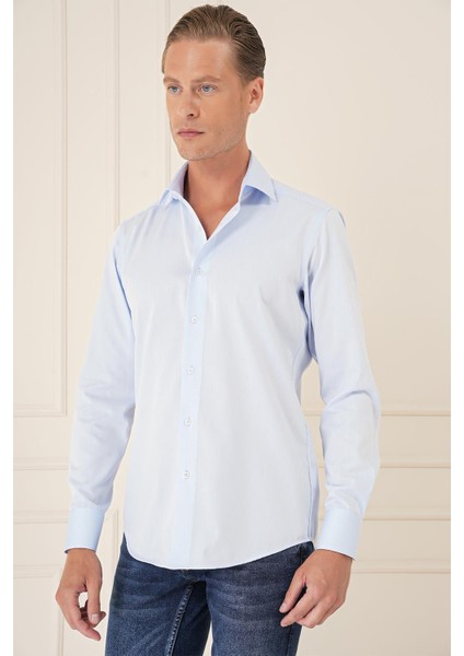 Slim Fit %100 Pamuk Non Iron Kumaş Klasik Mavi Gömlek Gk 735 fırsatları