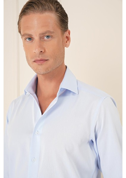Slim Fit %100 Pamuk Non Iron Kumaş Klasik Mavi Gömlek Gk 735 indirimleri
