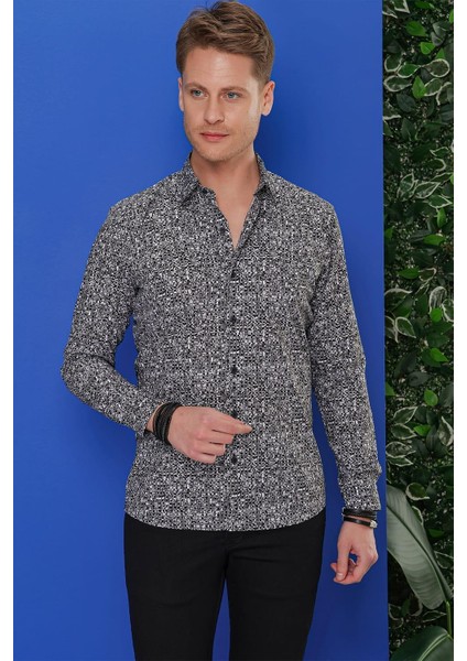 G 1541 Slim Fit Siyah Klasik Gömlek