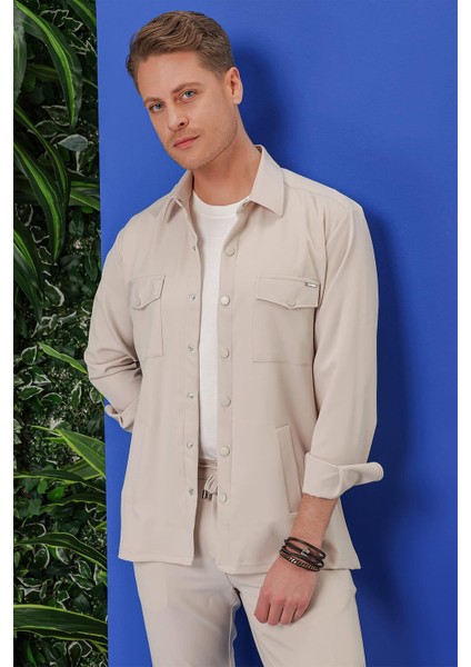 G 1534 Slim Fit Taş Klasik Gömlek modelleri