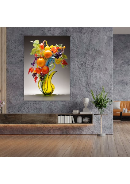 Gerçekçi Cam Heykel Ev Dekorasyonu - Şıklık ve Canlılık Dolu Gerçekçi Cam Heykel Çok Renkli Meyveler fiyatları