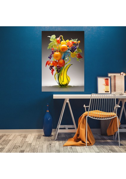 Gerçekçi Cam Heykel Ev Dekorasyonu - Şıklık ve Canlılık Dolu Gerçekçi Cam Heykel Çok Renkli Meyveler modelleri