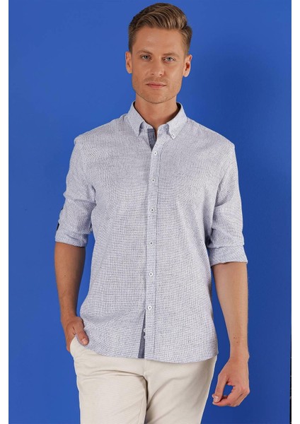 G 1555 Slim Fit Koyu Mavi Klasik Gömlek fırsatları
