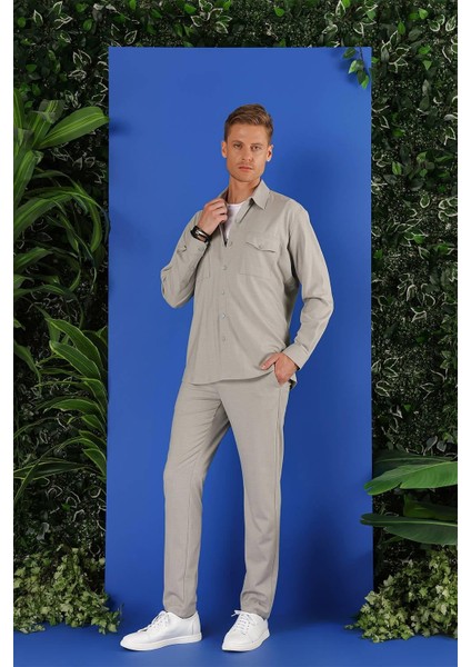 G 1552 Slim Fit Açık Gri Klasik Gömlek