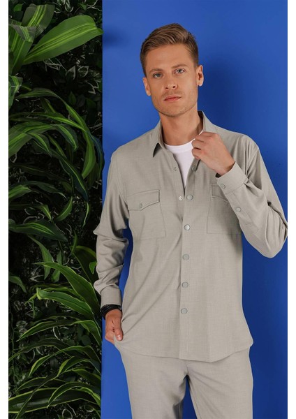 G 1552 Slim Fit Açık Gri Klasik Gömlek fırsatları