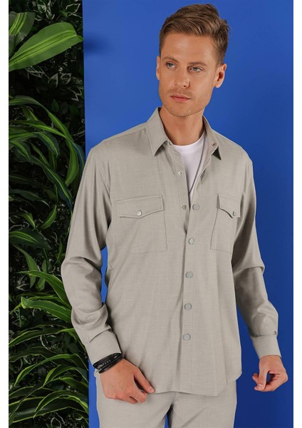 G 1552 Slim Fit Açık Gri Klasik Gömlek indirimleri