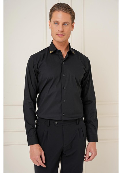 G 1577 Slim Fit Siyah Klasik Gömlek fiyatları