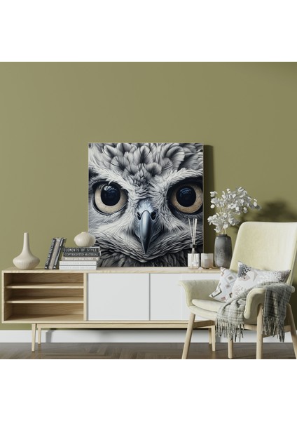 Vahşi Yaşam Duvar Tablosu - Bilge Baykuş - Vahşi Yaşam Bilge Baykuş Kanvas Duvar Sanatı Detaylı Kurşun Kalem Çizimi fiyatları
