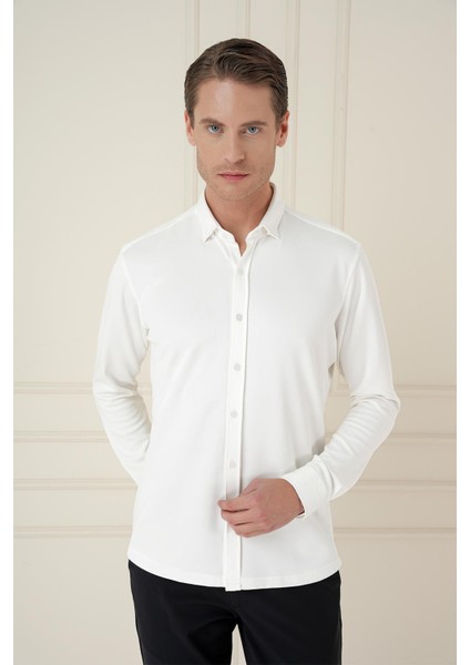 G 1583 Slim Fit Ekru Klasik Gömlek modelleri