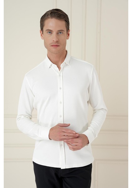 G 1583 Slim Fit Ekru Klasik Gömlek fırsatları