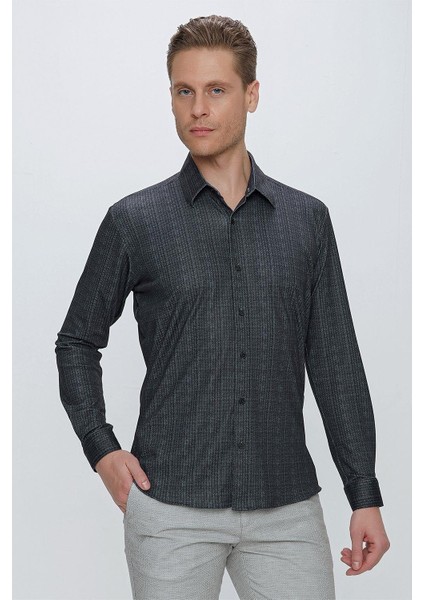 G 1525 Slim Fit Siyah Spor Gömlek