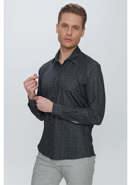 G 1525 Slim Fit Siyah Spor Gömlek modelleri
