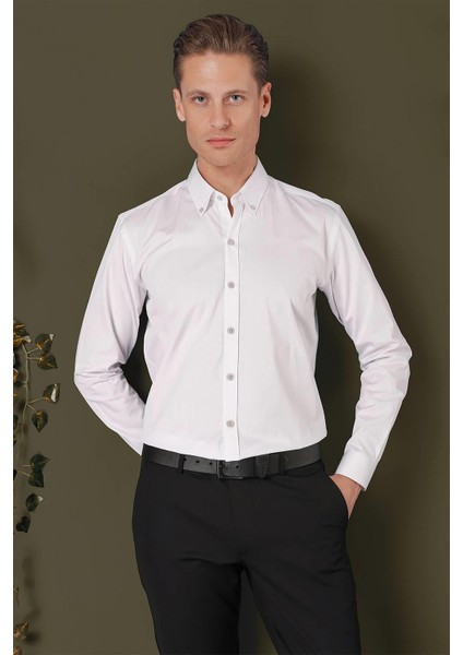 Gk 711 Slim Fit Taş Klasik Gömlek