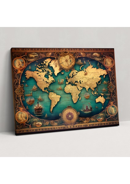 Dünya Haritası Kanvas Tablo - Dünya Haritası Kanvas Duvar Sanatı Tarih