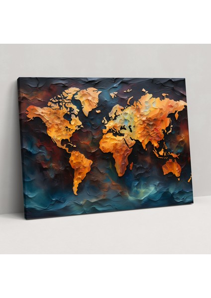Yağlı Boya Dünya Haritası Kanvas Tablo - Dünya Haritası Ev Dekorasyonu Duvar Dekorasyonu Kanvas Baskı