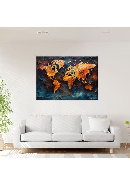 Yağlı Boya Dünya Haritası Kanvas Tablo - Dünya Haritası Ev Dekorasyonu Duvar Dekorasyonu Kanvas Baskı modelleri