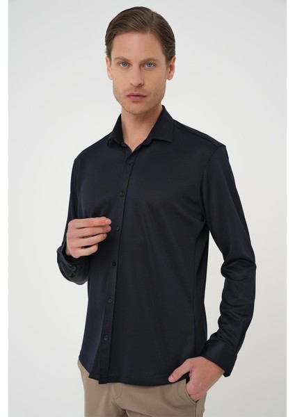 G 1583 Slim Fit Lacivert Klasik Gömlek fiyatları