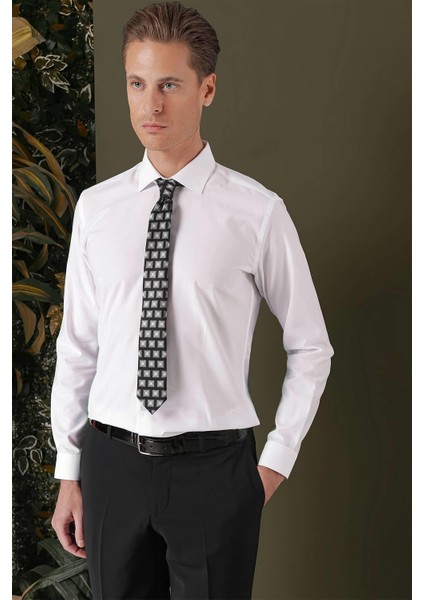 Gk 709 Slim Fit Beyaz Klasik Gömlek