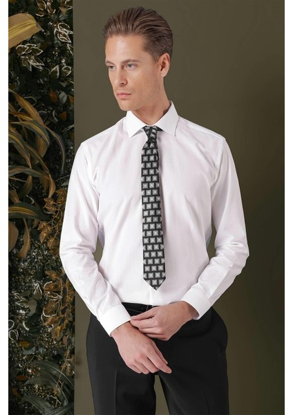 Gk 709 Slim Fit Beyaz Klasik Gömlek fırsatları