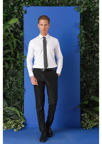 Gk 719 Slim Fit Dokulu Pamuklu Klasik Beyaz Gömlek fırsatları
