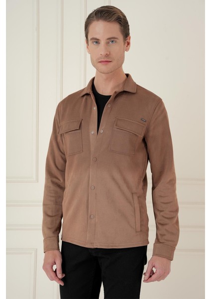 G 1578 Slim Fit Camel Klasik Gömlek modelleri