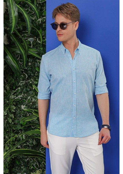 G 1554 Slim Fit Turkuaz Klasik Gömlek fiyatları