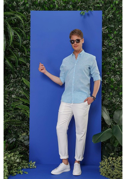 G 1554 Slim Fit Turkuaz Klasik Gömlek indirimleri
