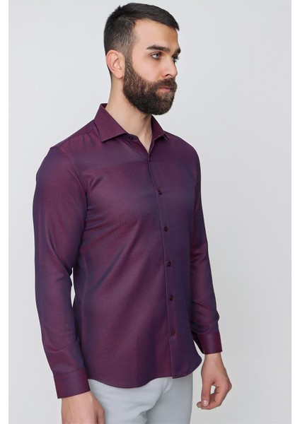 Gk 632 Bordo Klasik Gömlek modelleri