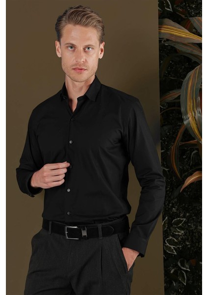Gk 700 Slim Fit Siyah Klasik Gömlek fiyatları
